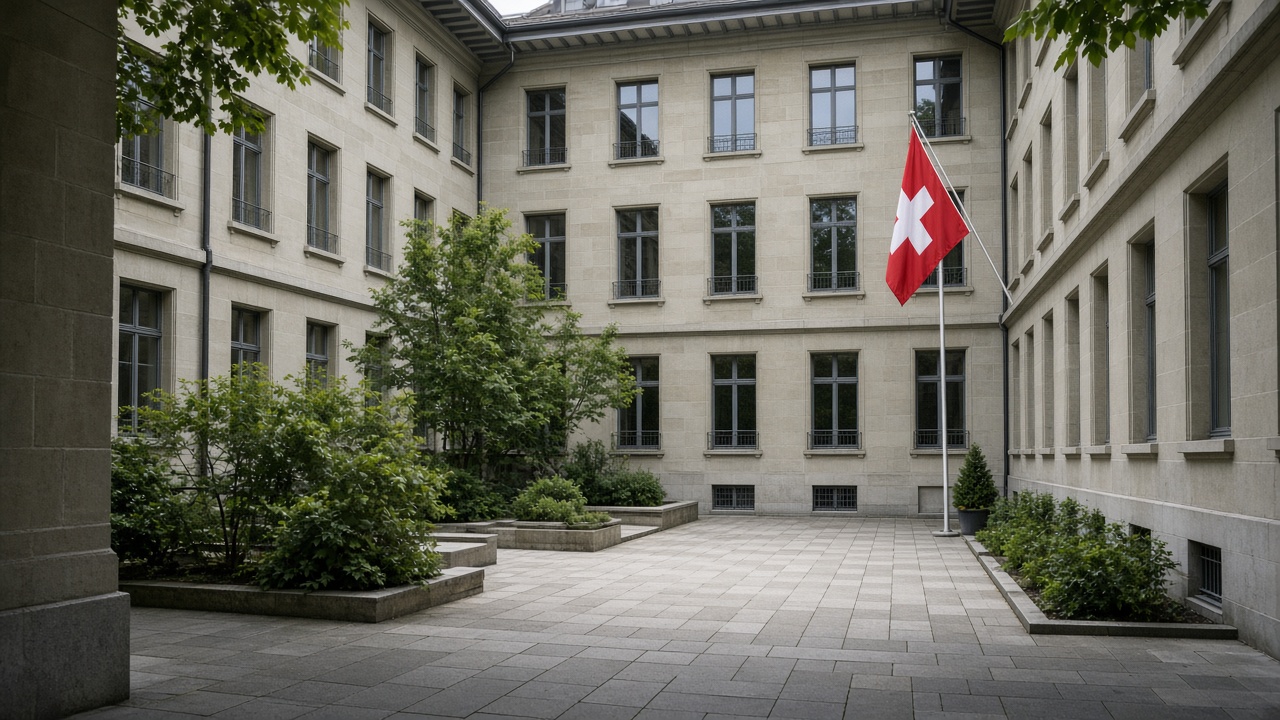 A federal office courtyard in Bern