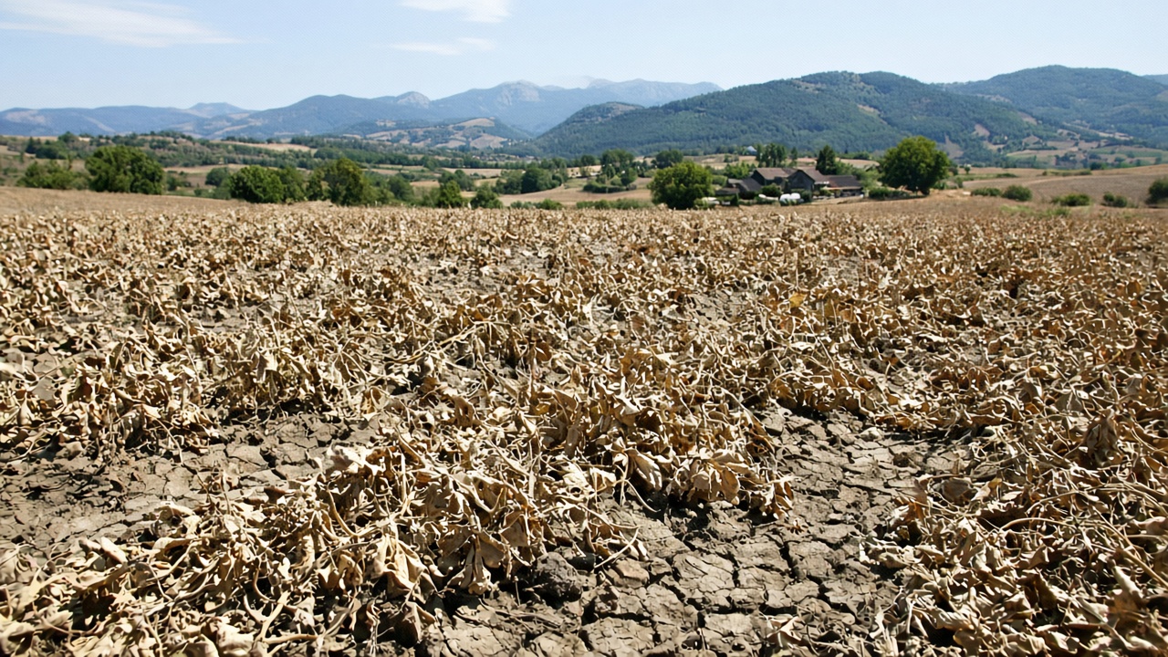 A dry potato field in Switzerland after a hot summer
