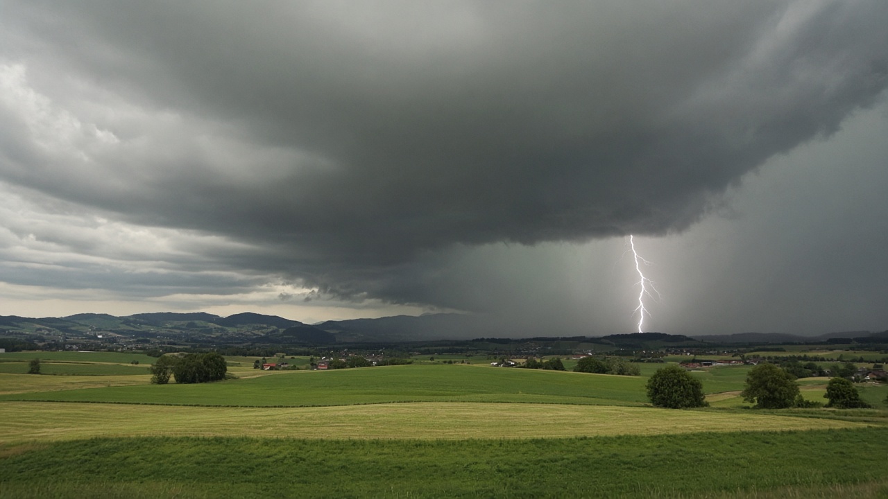 A thunderstorm cloud over the Swiss Plateau
