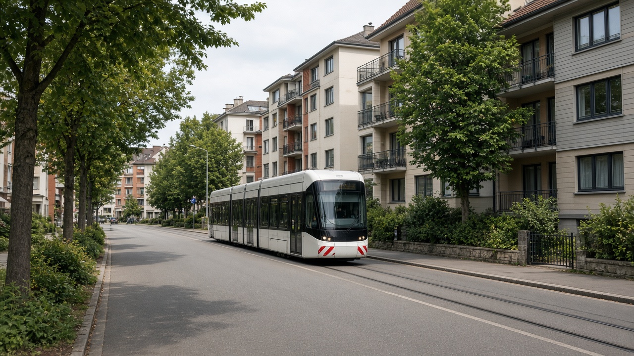 Apartment buildings on a Swiss residential street